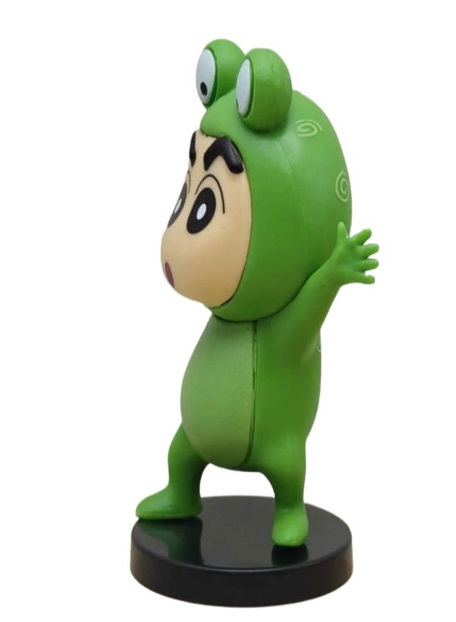 FUNFOB Shinchan Action Figure Height -8cm | Shin chan Figurine Cartoon Figures Toys for Boys & Girls PVC Multicolour | Green Frog Dress - Image 3